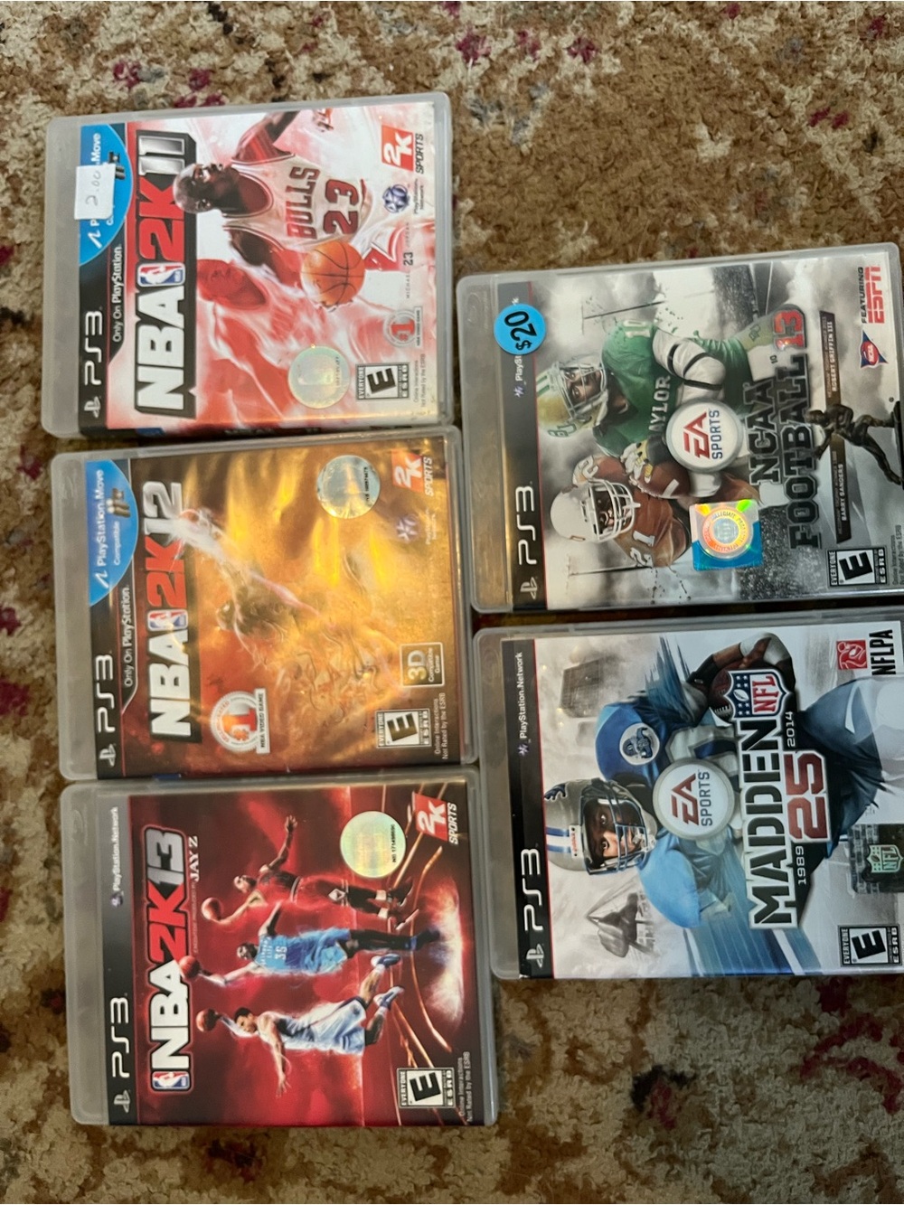 Lot of 5 PS3 Sports Games NBA 2K11 2K12 2K13 Madden 25 NCAA Football 13 Sony